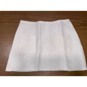 MAISON CLÉO Antonia cotton-tweed CREAM mini skirt with Pockets 100% Cotton US M